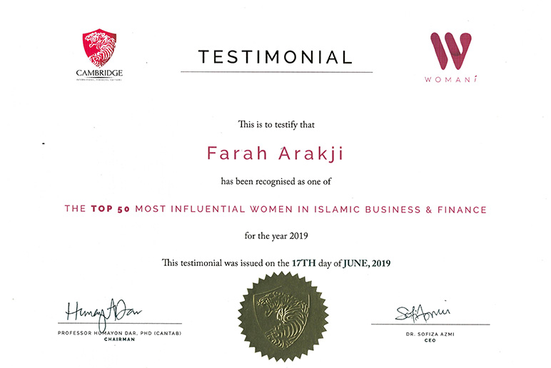 RHU alumna receives Cambridge IFA WOMANi 50 Award 2019