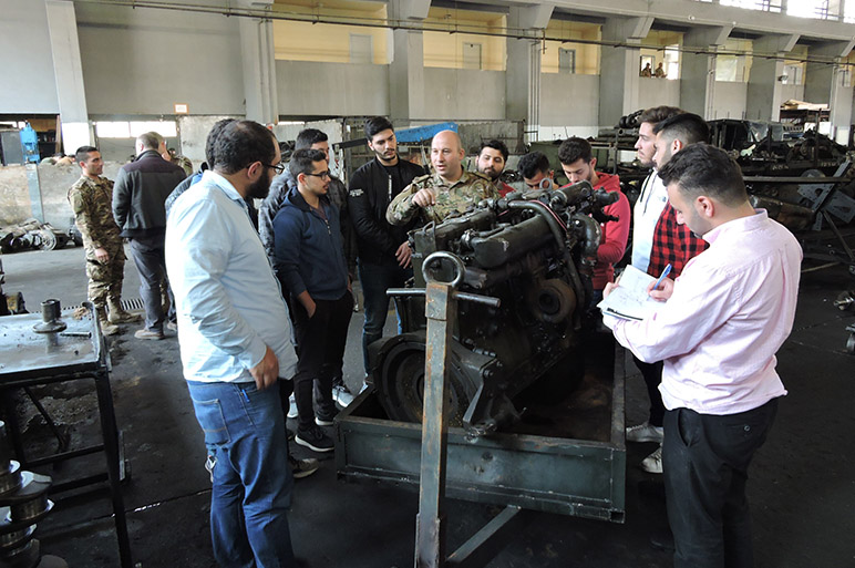 A visit to the Lebanese Army Logistic Brigade demonstrates the working principles of internal combustion engines 