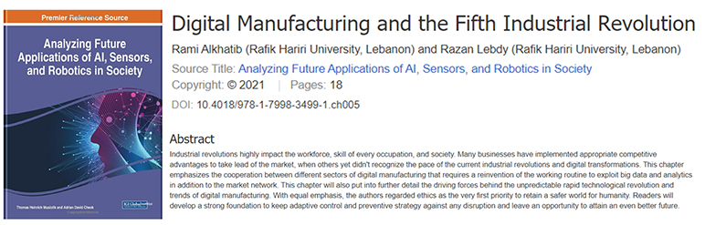 RHU mechanical engineering graduate and faculty publish a book chapter in IGI Global
