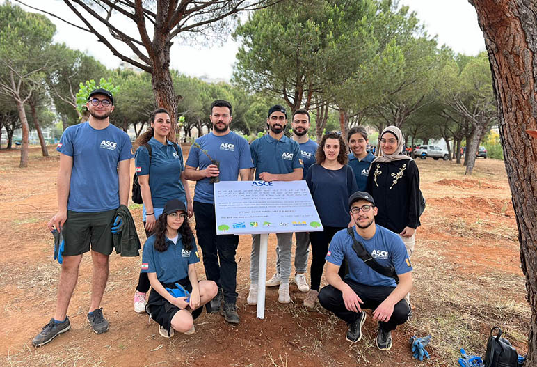 ASCE RHU Student Chapter joins a community service event for planting trees in Beirut