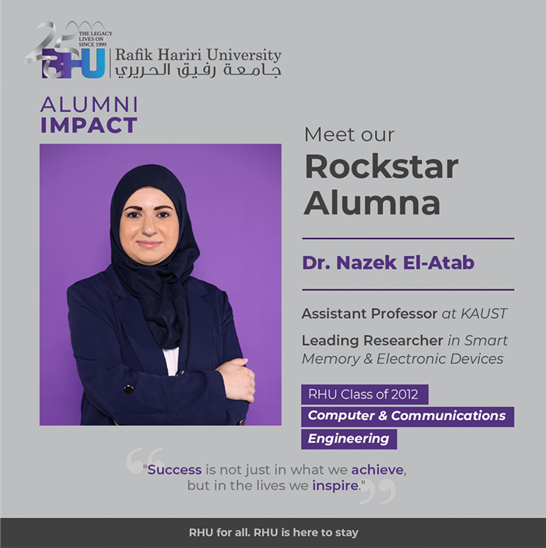 Internationally award-winning RHU engineering graduate Dr. Nazek El-Atab pioneers research in smart memory and electronic devices