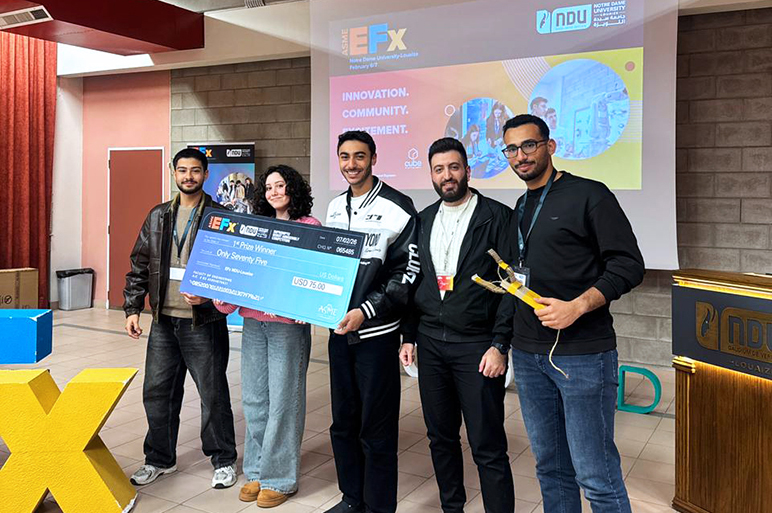 Rafik Hariri University students win first place in the robotic arm challenge at the ‘ASME EFX’ event