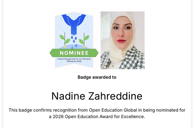 Dr. Nadine Zahreddine, RHU Assistant Professor, nominated for the 2026 Open Education Awards for Excellence in Open Design Pedagogy.