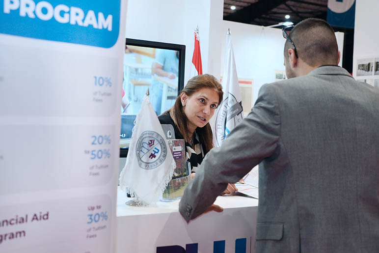 Rafik Hariri University Graphic Design students showcase their creative work at the Graphic Arts Pavilion during the 67th Beirut Arab International Book Fair